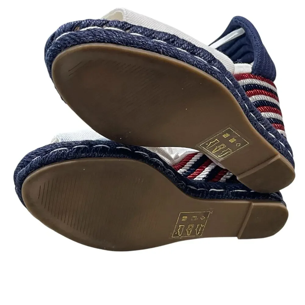 Draper James Navy, Red & White Striped Espadrille Wedge Sandals